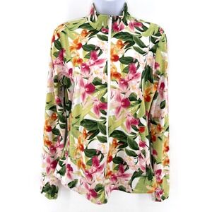 Tommy Bahama Active Womens M Full Zip Jacket Floral Print Stretch Golf Resort